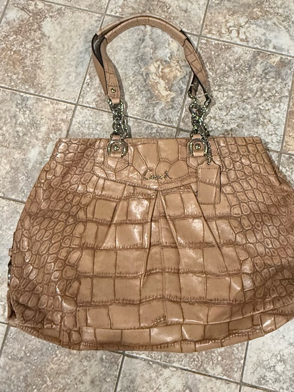 Coach Ashley Tote - tan - Croc-Embossed